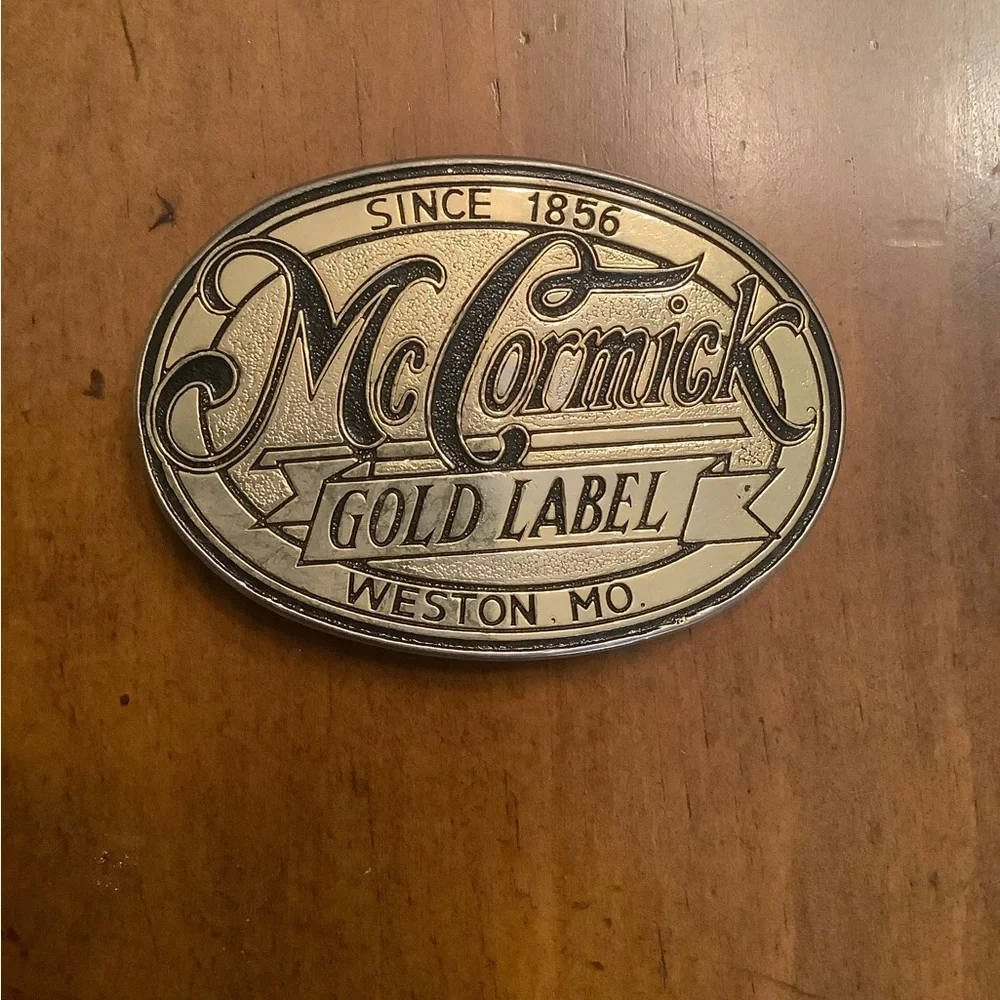 Vintage McCormick Gold Label Brass Belt Buckle
